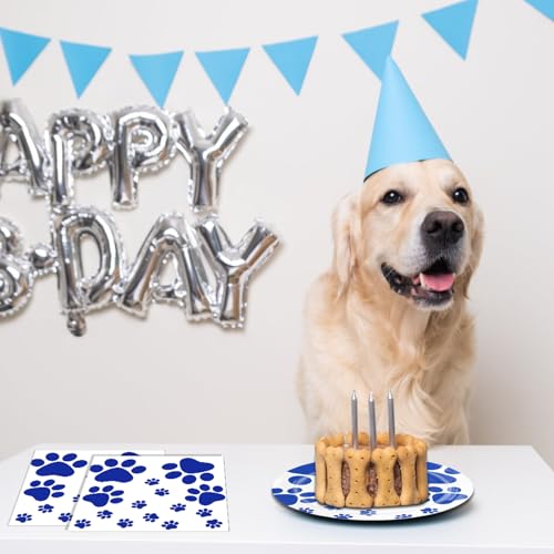 40PCS Blue Paw Print Party Supplies Dog Themed Birthday - Product Imagery