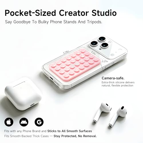 Silicone Double-Sided Suction Phone Mount - Light Pink Small - Product Imagery