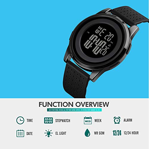 YUINK Mens Watch Ultra-Thin Digital Sports Watch Waterproof - Product Imagery