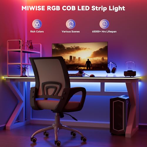 MIWISE RGB COB LED Strip Light 20ft/6.1m,Color Changing Dimmable - Product Imagery
