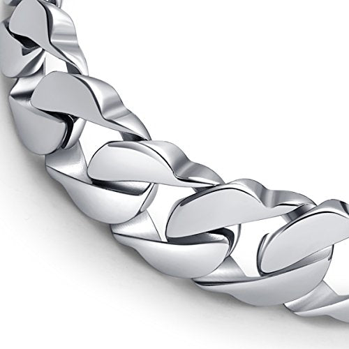 Mens Stainless Steel Power Link Bracelet Sturdy Chain Style - Product Imagery