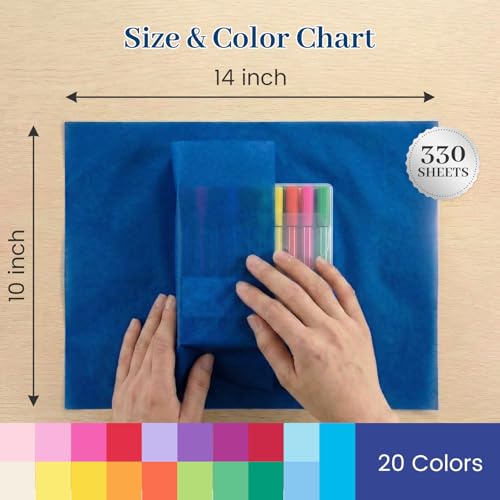 SHINDEL 330 Sheets Tissue Paper Bulk, 14X10 inch Colored - Product Imagery