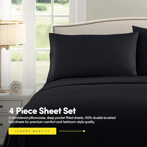 1500 Supreme Collection Queen Sheet Sets Black - Luxury Hotel - Product Imagery