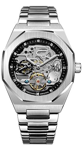 FANMIS Men's Automatic Skeleton Watch Stainless Steel Band - Product Imagery
