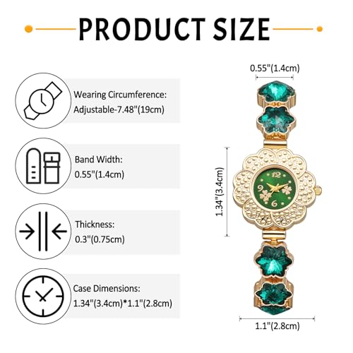JewelryWe Women's Crystal Flower Watch: Analog Quartz Rhinestone - Product Imagery
