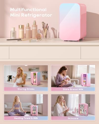 Mini Fridge, 6 Liter/8 Can Skincare Fridgefor Skin Care, - Product Imagery