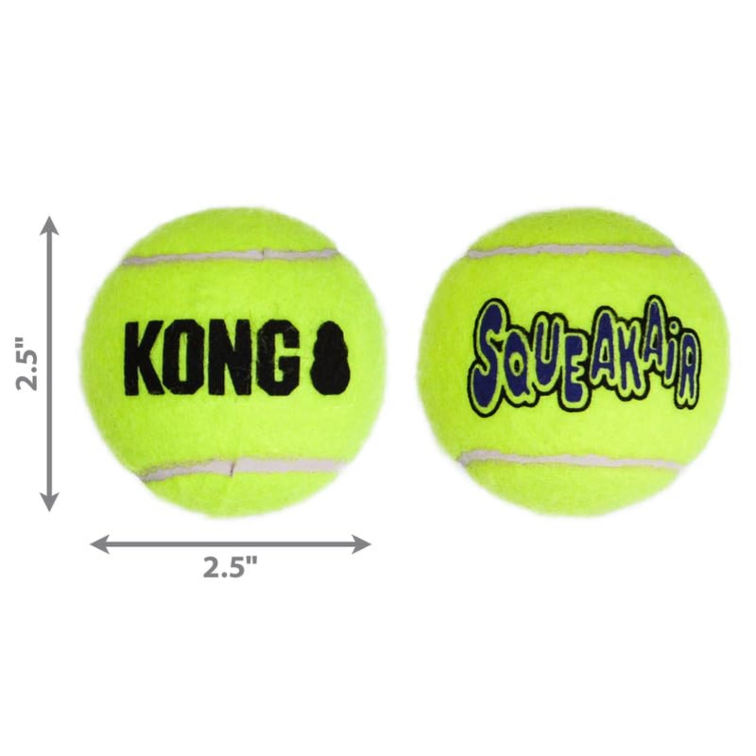 Nine KONG Squeakair dog tennis balls in medium size, featuring bright colors and durable rubber for active play and fetch.