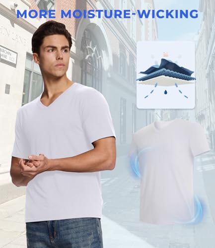 BAMBOO COOL Men's Undershirts V Neck, Moisture-Wicking Soft - Product Imagery