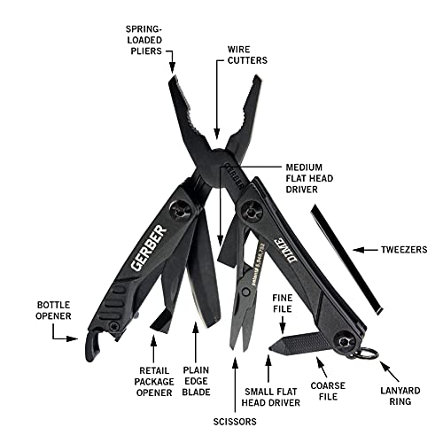 Gerber Dime 12-in-1 Mini Multitool Pliers, Pocket Knife, Bottle - Product Imagery