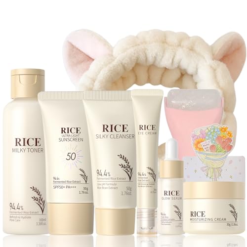 9PCS Rice Skincare Set for Women & Girls – Korean Skin Care Set - Product Imagery