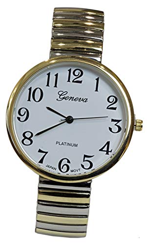 Super Large Face Easy to Read Two-Tone Stretch Band Watch - Product Imagery