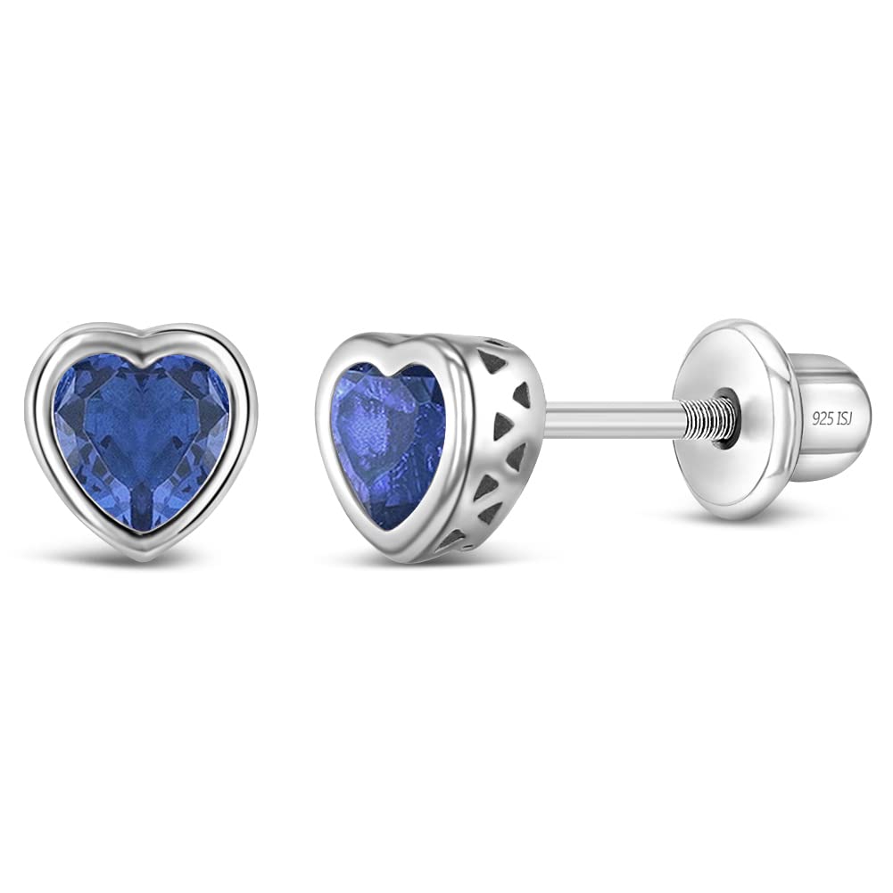 In Season Jewelry Tiny CZ Birthstone Heart Kids Earrings - In Season Jewelry Official Imagery - 1