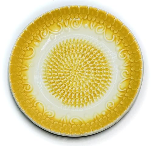 Premium Ceramic Garlic Grater Plate Set - Yellow Embossed - Product Imagery