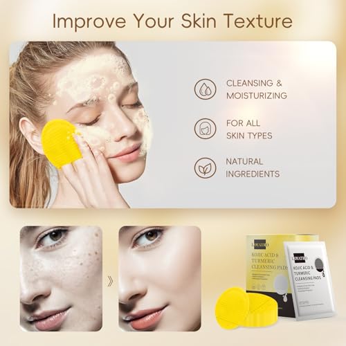Turmeric Kojic Acid Facial Cleansing Pads for Gentle Exfoliation - Product Imagery