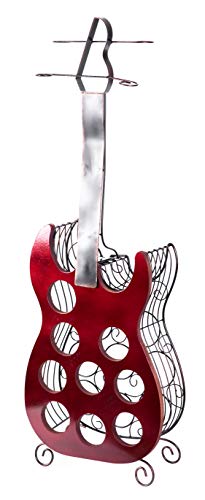 Vintiquewise Vintage Wood and Metal Guitar Shaped Wine Bottle - Product Imagery