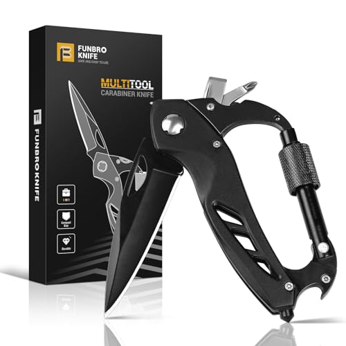 Multitool Carabiner with Pocket Knife, Bottle Opener - Product Imagery