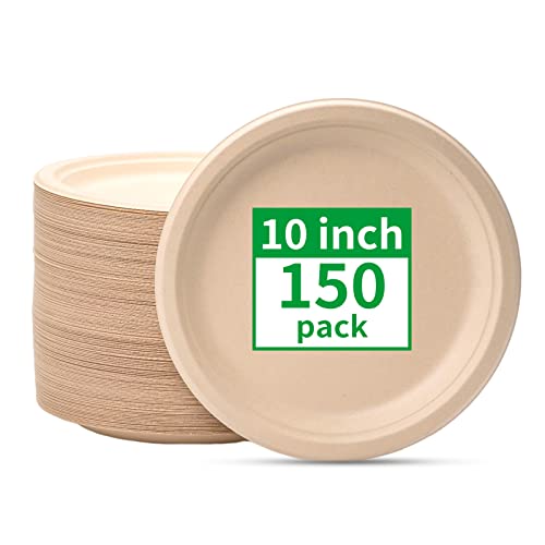 Compostable Paper Plates 10 Inch [150 Pack] - Product Imagery
