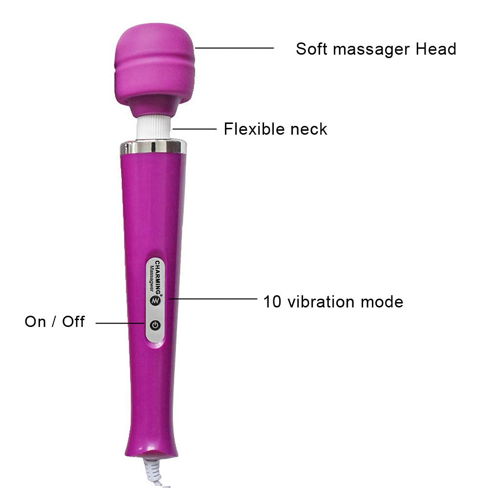 CHARMING 10 Speeds Wired Powerful Handheld Massager with - CHARMING Official Imagery - 4