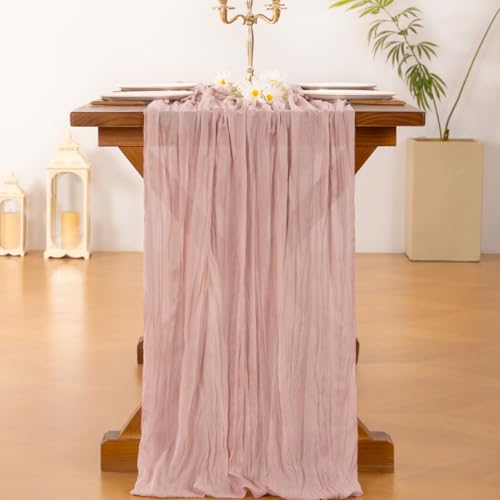 Pink Cheesecloth Table Runner Fall Boho Wedding Birthday Party - Product Imagery