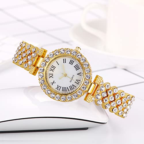 Women Diamond Watchs Luxury Fashion Ladies Bangle Bracelet Set - Product Imagery