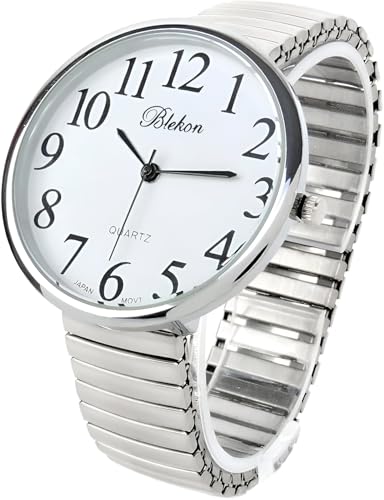 Geneva Super Large Stretch Watch Clear Number Easy Read (Silver) - Product Imagery
