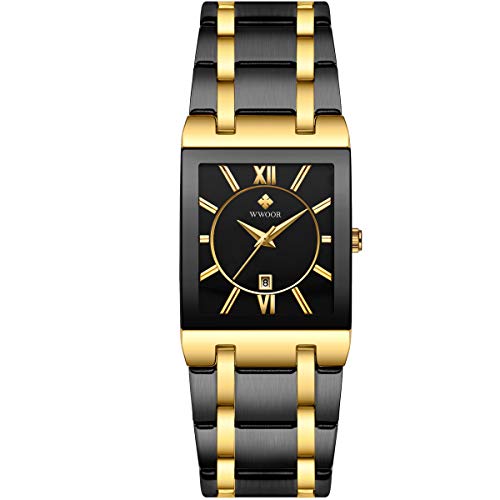 WWOOR Square Watches for Men Stainless Steel Mens Square Watch - Product Imagery