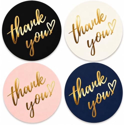 500 PCS Thank You Sticker Labels Roll, 1.5 Inch Round Gold Foil - Product Imagery