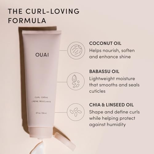 OUAI Curl Defining Cream - Hydrating Curl Cream (8 Oz) - Product Imagery