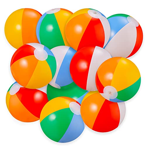 SCIONE Beach Balls Bulk 12 Pack - 9" Inflatable Swimming Pool - Product Imagery