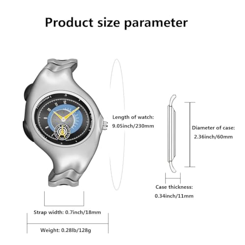 MASTOP Futuristic Quartz Metal Wrist Watch for Men and Women, - Product Imagery