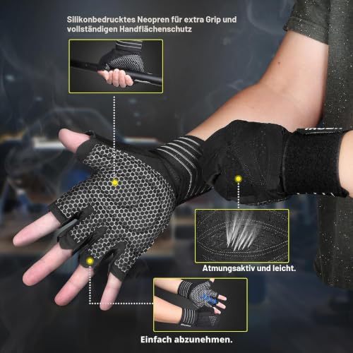 ihuan Ventilated Weight Lifting Gym Workout Gloves with Wrist - Product Imagery