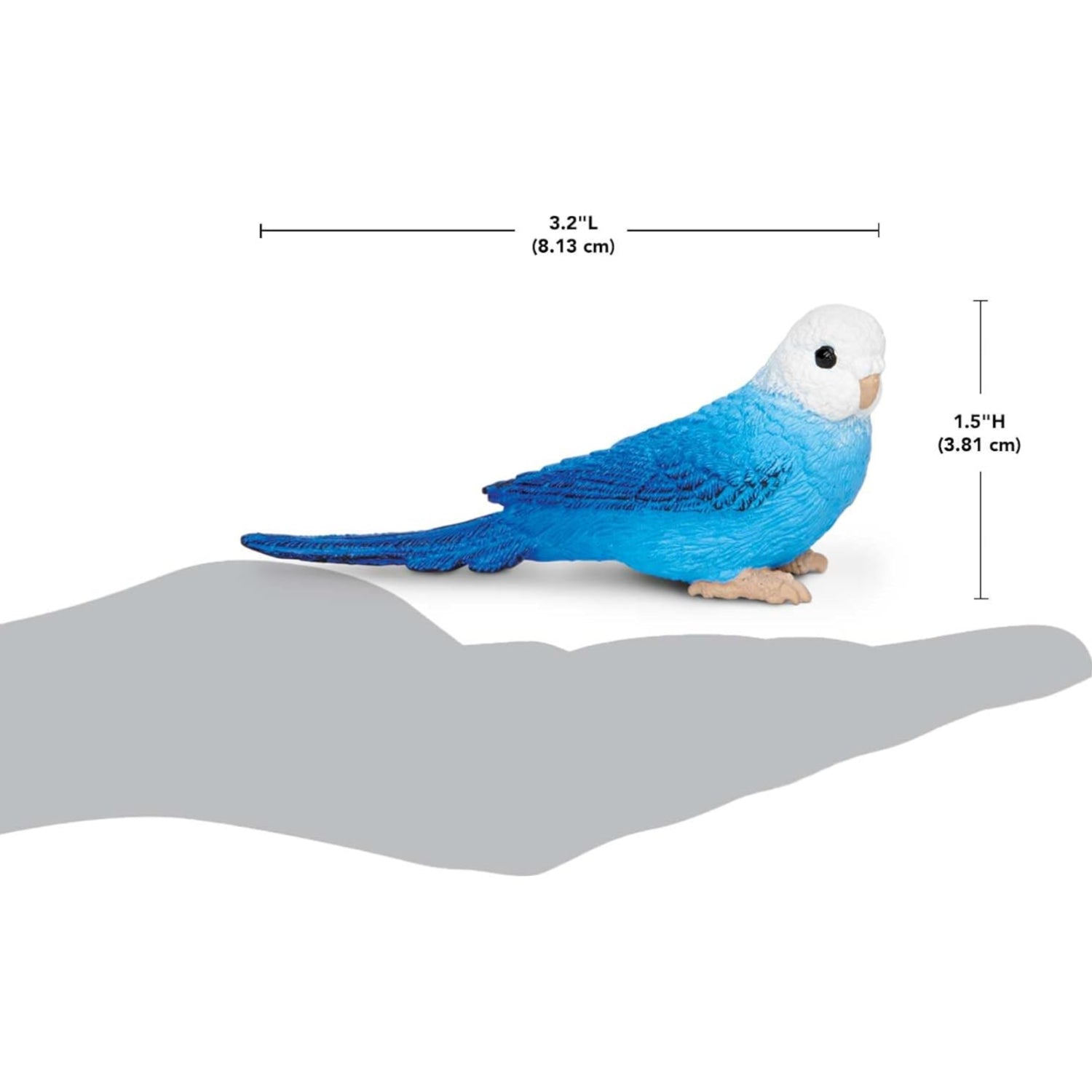 Detailed 3-inch plastic Blue Budgie figurine by Safari Ltd., ideal for educational play and bird model collection.