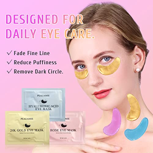 PEAUAMIE Under Eye Patches Gold and Hyaluronic Acid for puffy - Product Imagery