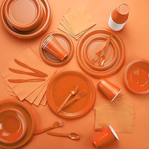 150 Pack Plastic Silverware Heavy Duty, Orange Disposable - Product Imagery