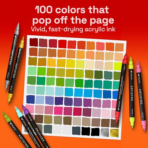 ARTISTRO 100 Acrylic Dual-Tip Glass Marker Pens for Wine Glasses - Product Imagery