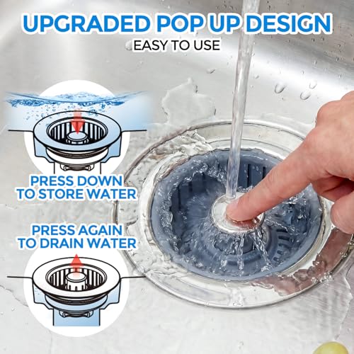 3 in 1 Kitchen Sink Drain Strainer Stopper Removable Basket - Product Imagery