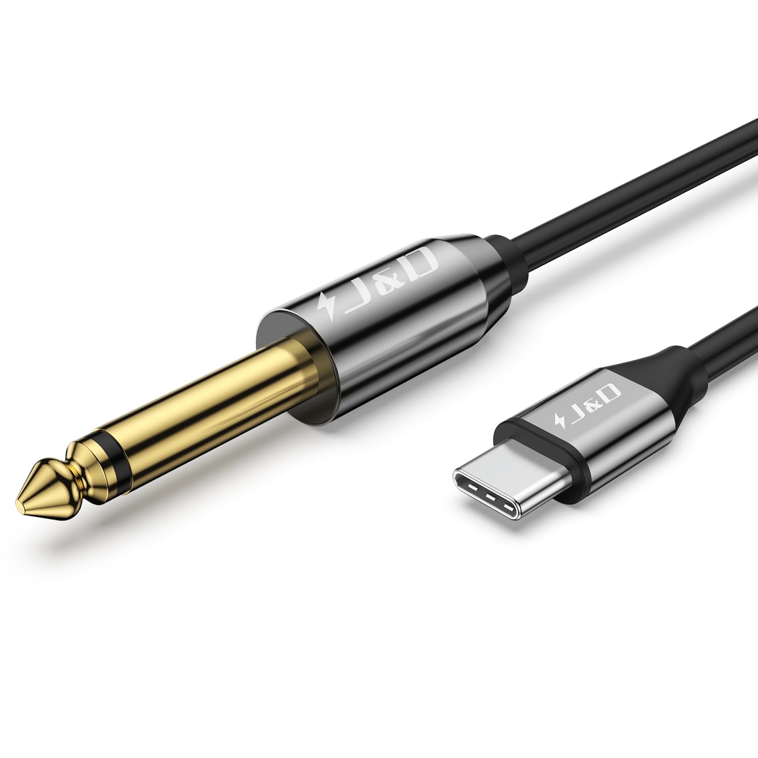 J&D USB-C to 6.35mm 1/4 inch TS Audio Cable, Gold Plated USB Type by J&D - Angle View 2