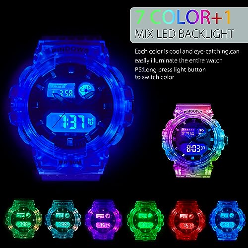 Womens Watch for Women Digital Sports Watch,7 Color LED Light - Product Imagery
