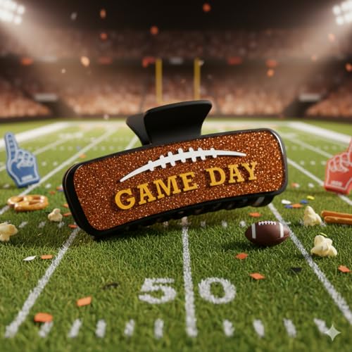 Game Day Hair Clip For Women Brown Glitter Hair Claw for Sports - Product Imagery