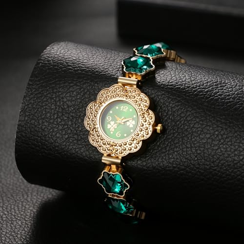 JewelryWe Women's Crystal Flower Watch: Analog Quartz Rhinestone - Product Imagery