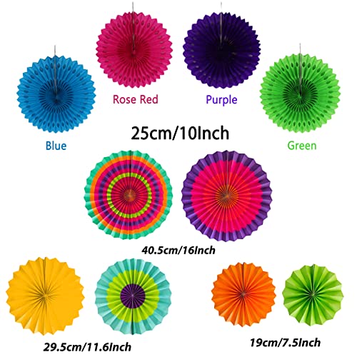 Party Decorations, 41 Pcs Multicoloured Papar Fans Pompoms - Product Imagery