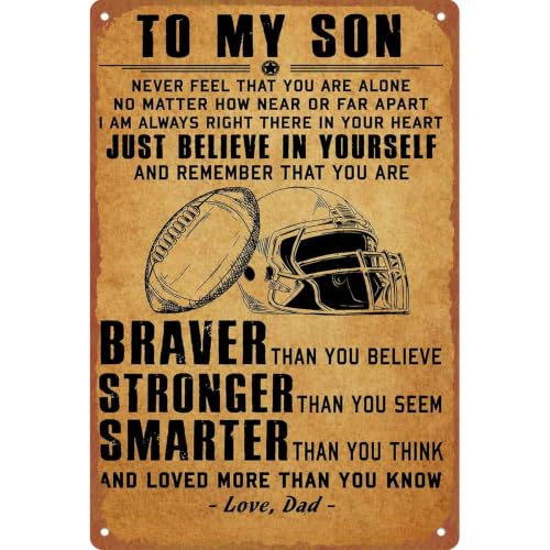 Vintage Football Theme Aluminum Metal Sign, 8x12 Inch, To My Son - Product Imagery