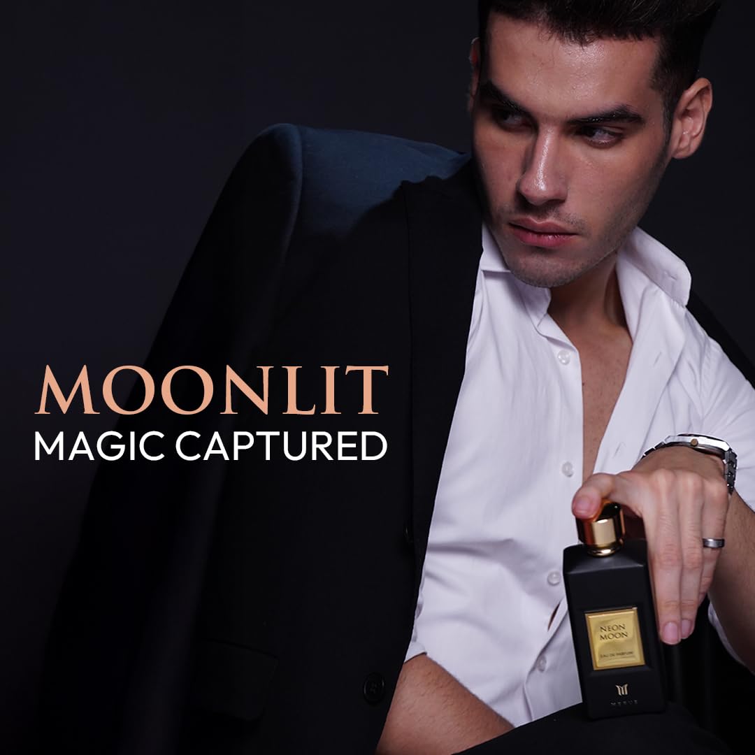 Merve Neon Moon unisex perfume bottle with sleek design and elegant label, showcasing luxury scent packaging.