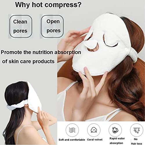 2 Pcs Hot Compress Face Towel Masks,Reusable Facial Steamer Towel - Product Imagery