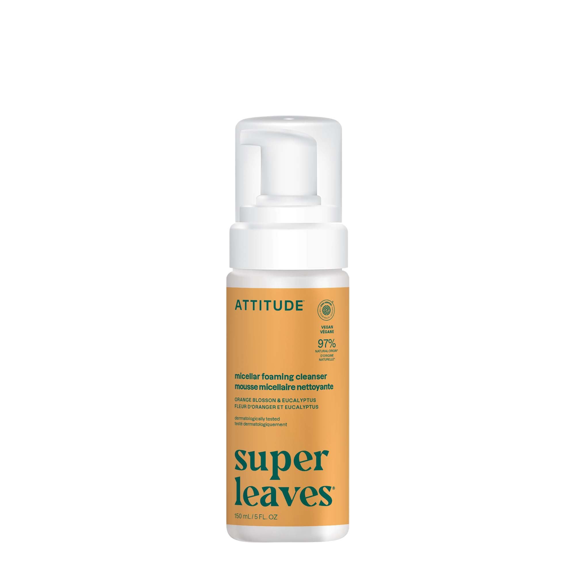 ATTITUDE Micellar Foaming Facial Cleanser, EWG Verified, - Product Imagery
