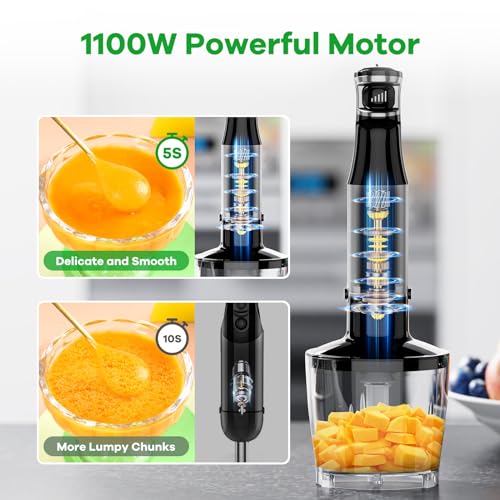 Turelar Immersion Blender Handheld Corded, 1100W 5 in 1 Hand - Product Imagery