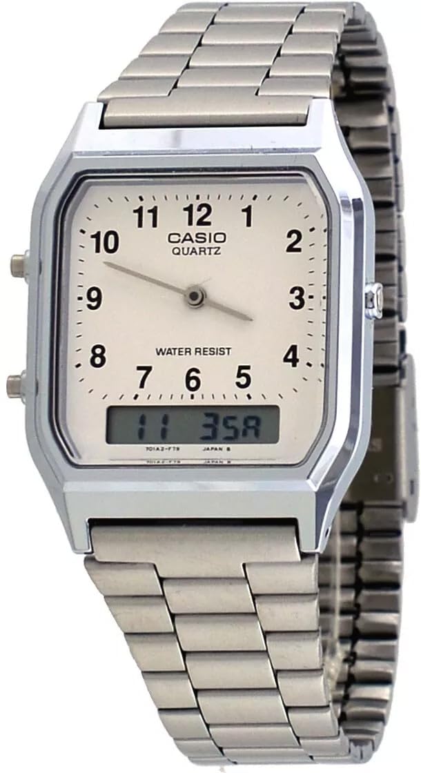 Casio AQ230A-7 Men's Stainless Steel Band Analog Digital White Numbers - View 1