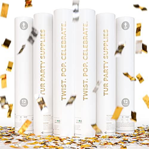 Gold and Silver Confetti Poppers and Cannons, Party Poppers, - Product Imagery