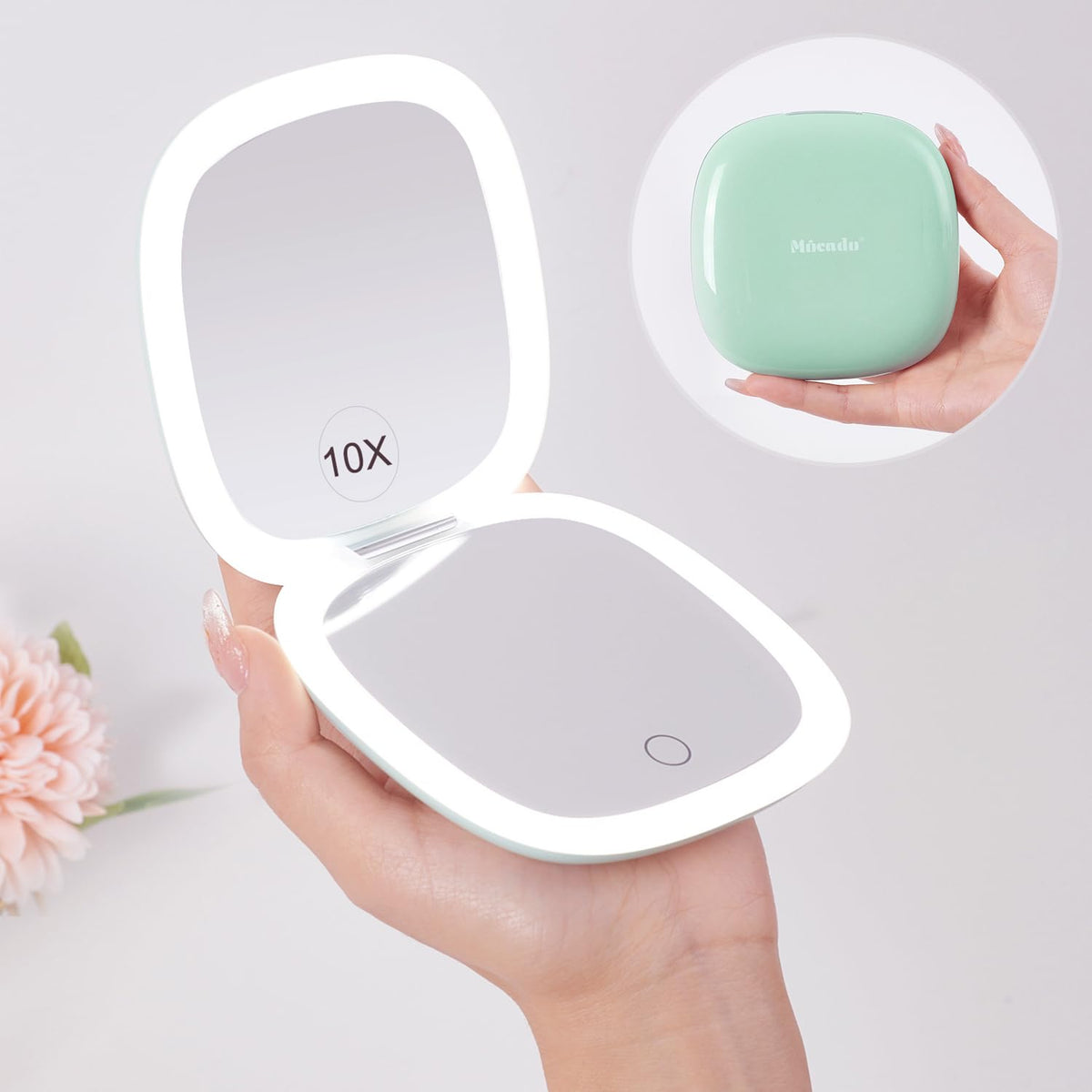Compact Mirror with Light 4 Inches Compact 1x 10x Magnifying - Mocado Official Imagery - 2
