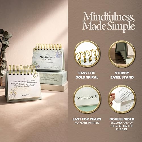 Mindfulness Perpetual Flip Calendar with 366 Daily Affirmations - Product Imagery